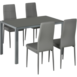 Portland PU Leather 4 Seater Dining Set Grey - Wilko - thumbnail 3