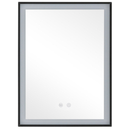 Living and Home White Black Framed LED Mirror Bathroom Cabinet - Size: 60 x 80 x 21cm - Wilko - thumbnail 3
