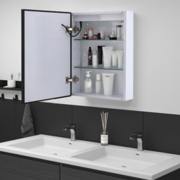 Living and Home White Black Framed LED Mirror Bathroom Cabinet - Size: 60 x 80 x 21cm - Wilko - thumbnail 6