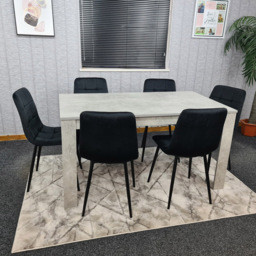 Portland Velvet 6 Seater Dining Set Stone Grey and Black - Wilko - thumbnail 6