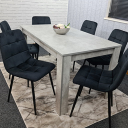 Portland Velvet 6 Seater Dining Set Stone Grey and Black - Wilko - thumbnail 5