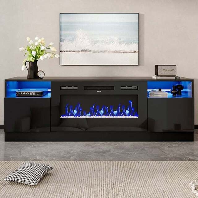 Living and Home 3 Flame Colour Black Surround Set TV Stand Electric Fireplace 36 inch - Size: 58.5 x 178 x 35 cm - Wilko - image 1
