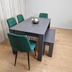 Kosy Koala 6 Seater Velvet Arrow Design Dining Bench Set Black Dark Grey and Green - Portland - Wilko - thumbnail 5