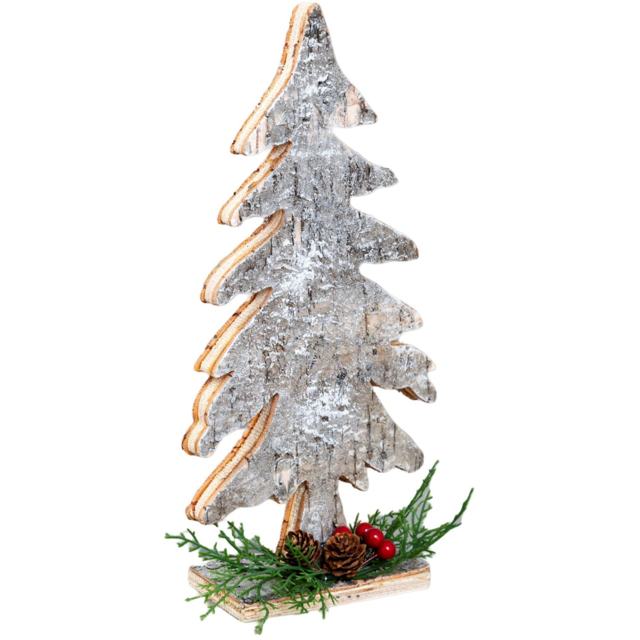 Shatchi Birch Bark Wooden Christmas Tree Decoration 30cm - Size: 0.21 x 300 x 70cm - Silver - Wilko - image 1