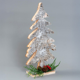 Shatchi Birch Bark Wooden Christmas Tree Decoration 30cm - Size: 0.21 x 300 x 70cm - Silver - Wilko - thumbnail 3