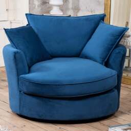 Artemis Home Havana Blue Velvet Swivel Cuddle Chair - Size: Single - Wilko