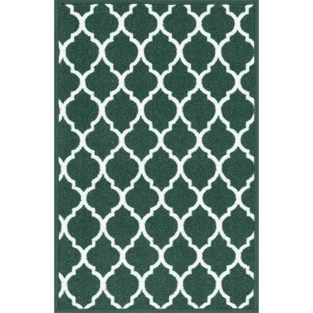 Desire Rugs Havana Emerald Trellis Anti Slip Door Mat 220 x 160cm - Size: 160 x 220cm - Green - Wilko - image 1