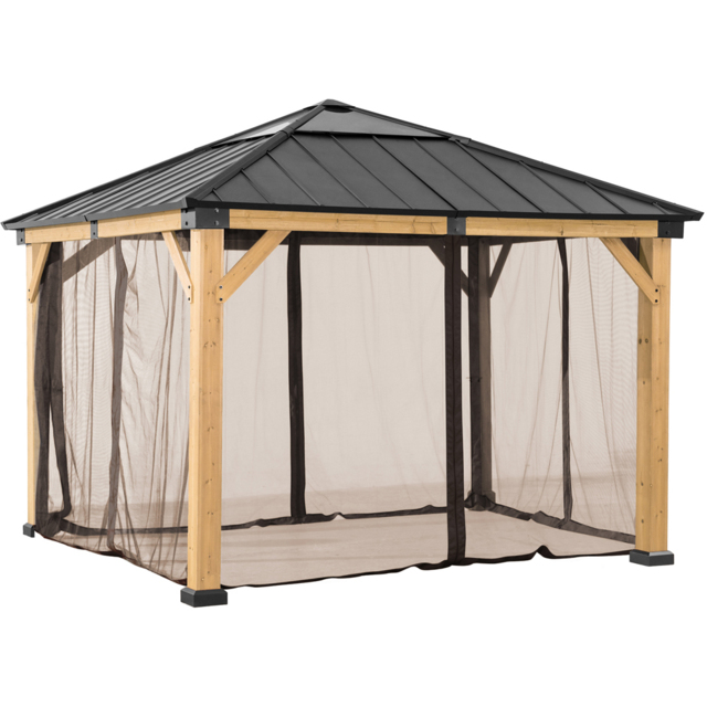 Sunjoy 2.7 x 2.7m Khaki Accessory Netting for Cedar Wood Gazebo (Gazebo Not Include) - Size: 216 x 216 x 216cm - Brown - Wilko - image 1