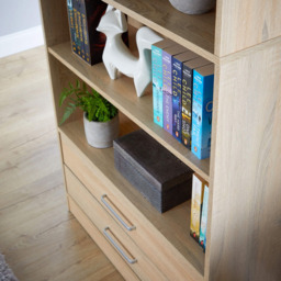 Home Source Clara 2 Drawer 5 Shelf Oak Bookcase - Brown - Wilko - thumbnail 4