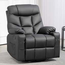 Portland Black Manual Recliner Chair with Cup Holder - Size: Single - Wilko