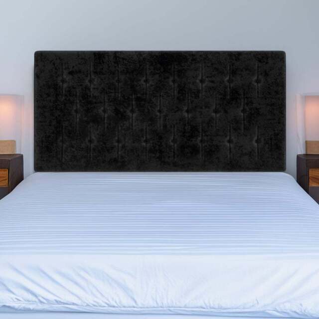 Bedmaster Small Double Black Naples Velvet Lona Buttoned Headboard - Wilko - image 1
