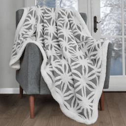 Velosso Grey Orbit Sherpa Throw 127 x 152cm - Size: 127 x 152 x 1cm - Wilko - thumbnail 3