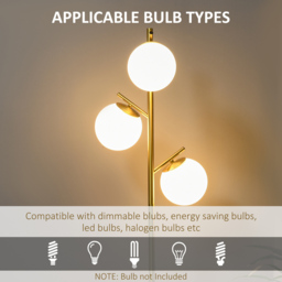 Portland Gold Tone 3 Light Tree Floor Lamp - Size: 27m   x 27 x 169cm - Wilko - thumbnail 7
