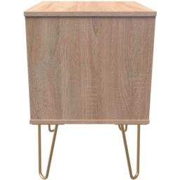 Crowndale 2 Drawer White Matt and Bardolino Oak Bedside Table Ready Assembled - Wilko - thumbnail 5