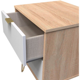 Crowndale 2 Drawer White Matt and Bardolino Oak Bedside Table Ready Assembled - Wilko - thumbnail 7