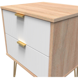 Crowndale 2 Drawer White Matt and Bardolino Oak Bedside Table Ready Assembled - Wilko - thumbnail 6
