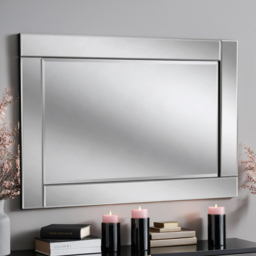 Yearn Contemporary Bevelled Wall Mirror 60 x 90cm - Black - Wilko - thumbnail 3