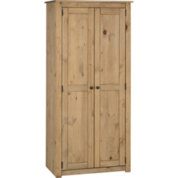 Seconique Panama 2 Door Natural Wax Wardrobe - Brown - Wilko - thumbnail 3