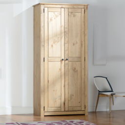 Seconique Panama 2 Door Natural Wax Wardrobe - Brown - Wilko