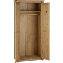 Seconique Panama 2 Door Natural Wax Wardrobe - Brown - Wilko - thumbnail 5