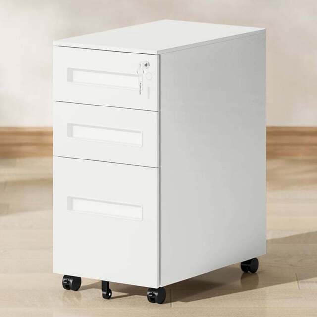 Vinsetto 3 Drawer White Lockable Mobile Filing Cabinet - Size: 60 x 30 x 43.5cm - Wilko - image 1