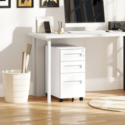 Vinsetto 3 Drawer White Lockable Mobile Filing Cabinet - Size: 60 x 30 x 43.5cm - Wilko - thumbnail 4