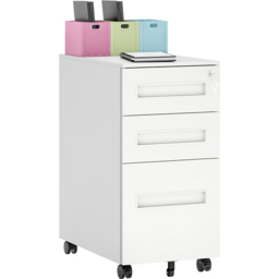Vinsetto 3 Drawer White Lockable Mobile Filing Cabinet - Size: 60 x 30 x 43.5cm - Wilko - thumbnail 3