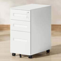 Vinsetto 3 Drawer White Lockable Mobile Filing Cabinet - Size: 60 x 30 x 43.5cm - Wilko - thumbnail 1