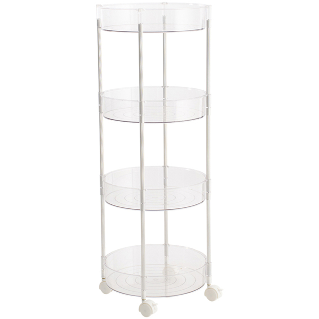 Living and Home 4 Shelf Clear Round Rolling Storage Cart - Size: 90 x 34 x 32cm - Wilko - image 1