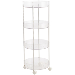 Living and Home 4 Shelf Clear Round Rolling Storage Cart - Size: 90 x 34 x 32cm - Wilko
