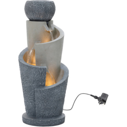 Charles Bentley Seine 3 Tier Grey Cascading Spiral Water Feature with LEDs - Size: 66.5 x 28 x 28cm - Wilko - thumbnail 6