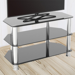 AVF Classic 2 Shelf Black and Chrome Glass Corner TV Unit - AVF Group Ltd - Wilko