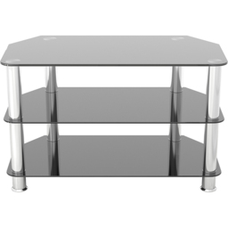 AVF Classic 2 Shelf Black and Chrome Glass Corner TV Unit - AVF Group Ltd - Wilko - thumbnail 4