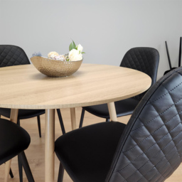 Kosy Koala 4 Seater Faux Leather Round Dining Set Wood Effect and Black - Multi - Portland - Wilko - thumbnail 6