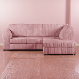 Luxor 4 Seater Pink Jumbo Cord Full Back Right Hand L Shape Corner Sofa - Wilko