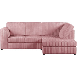 Luxor 4 Seater Pink Jumbo Cord Full Back Right Hand L Shape Corner Sofa - Wilko - thumbnail 3