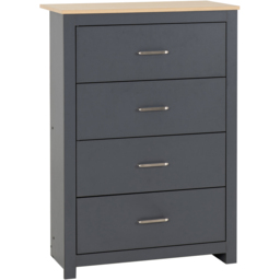Seconique Portland 4 Drawer Grey and Oak Effect Chest of Drawers - Wilko - thumbnail 3