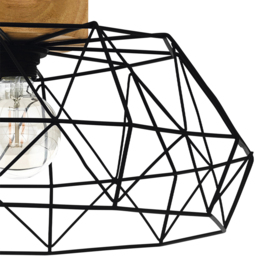 EGLO Padstow Black And Natural Metal and Wood Ceiling Light - Size: 20.5 x 45.5 x 20.5cm - Wilko - thumbnail 4
