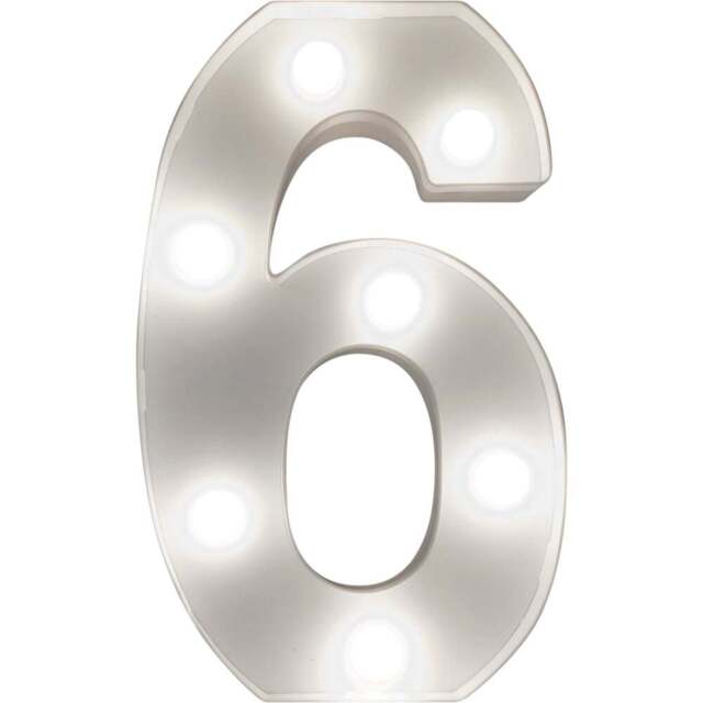 St Helens Battery Operated 3D LED Number 6 Light - Size: 21.8 x 4.3 x 16.5cm - White - Wilko - image 1
