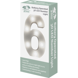 St Helens Battery Operated 3D LED Number 6 Light - Size: 21.8 x 4.3 x 16.5cm - White - Wilko - thumbnail 4