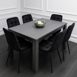 Kosy Koala 6 Seater Velvet Arrow Design Dining Set Black and Dark Grey - Portland - Wilko - thumbnail 5
