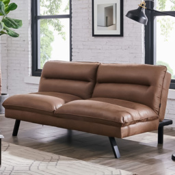 Home Detail Edmonton Double Sleeper Brown Air Leather Sofa Bed - Size: 2 Seater - Wilko