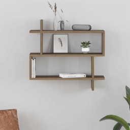 Decortie Paralel Dark Oak Effect Wall Mounted Bookcase Display Unit - Brown - Wilko - thumbnail 4