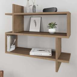 Decortie Paralel Dark Oak Effect Wall Mounted Bookcase Display Unit - Brown - Wilko - thumbnail 1