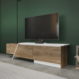 Decorotika Zonas 3 Door Walnut and White TV Unit - Size: 45 x 180 x 35cm - Multi - Wilko - thumbnail 7