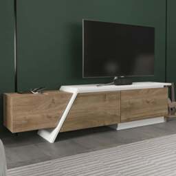 Decorotika Zonas 3 Door Walnut and White TV Unit - Size: 45 x 180 x 35cm - Multi - Wilko - thumbnail 1