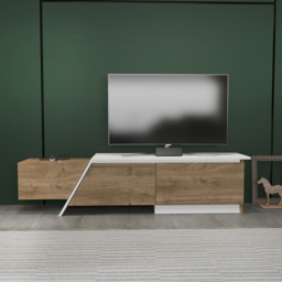 Decorotika Zonas 3 Door Walnut and White TV Unit - Size: 45 x 180 x 35cm - Multi - Wilko - thumbnail 6