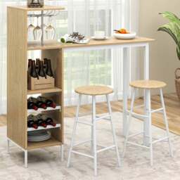 Costway 2 Seater Counter Height Dining Table Set Natural - Cream - Wilko