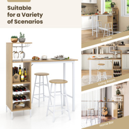 Costway 2 Seater Counter Height Dining Table Set Natural - Cream - Wilko - thumbnail 6