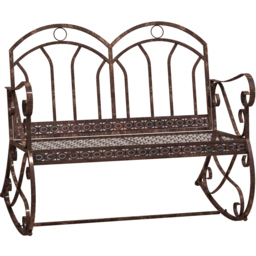 Outsunny 2 Seater Bronze Metal Garden Rocking Chair - Brown - Wilko - thumbnail 3